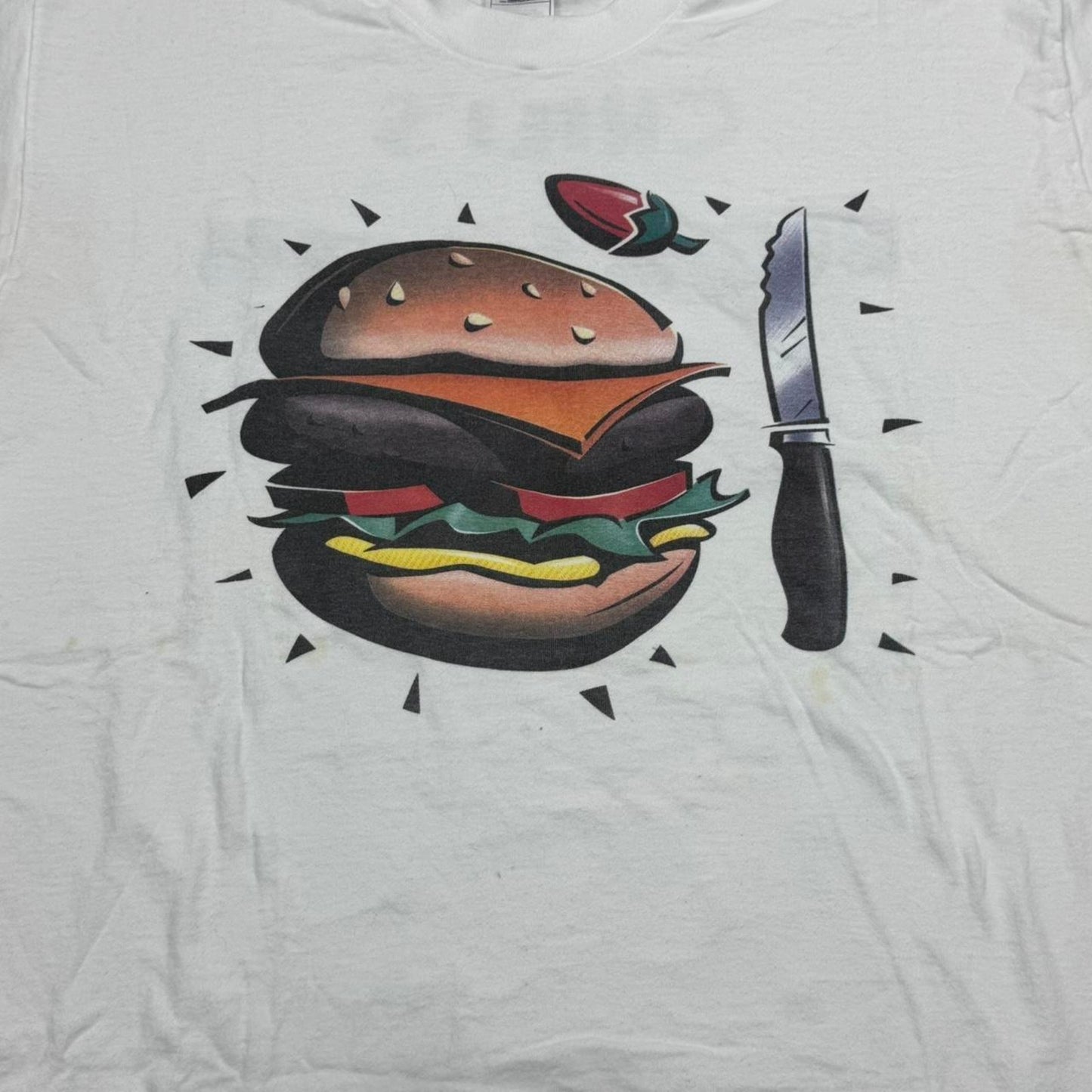VINTAGE 90S SINGLE STITCH CHILI’S BIG MOUTH BURGER PROMO TEE: