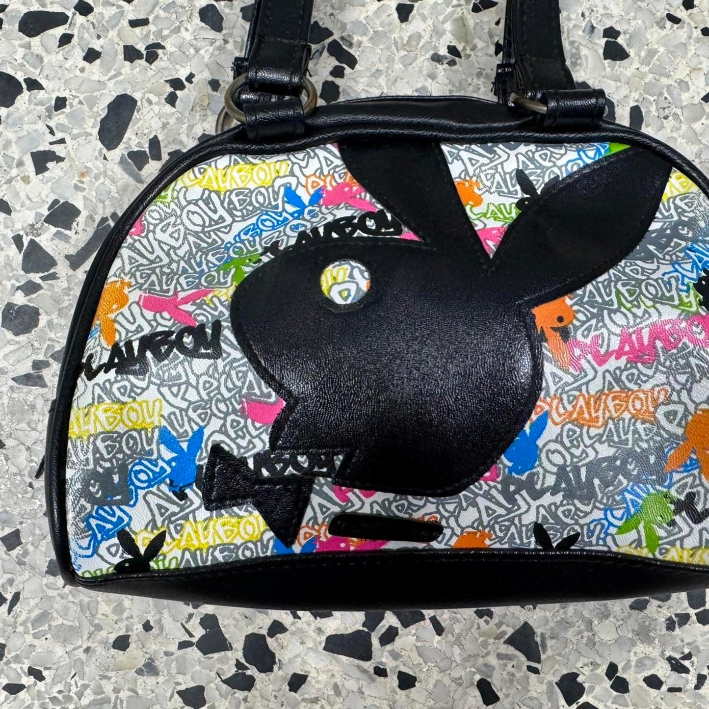 VINTAGE 90S Y2K PLAYBOY BUNNY GRAFFITI MINI PURSE: