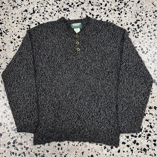 VINTAGE 80S 90S OUTFITTERS MADE IN USA HENLEY STYLE SWEATER:
