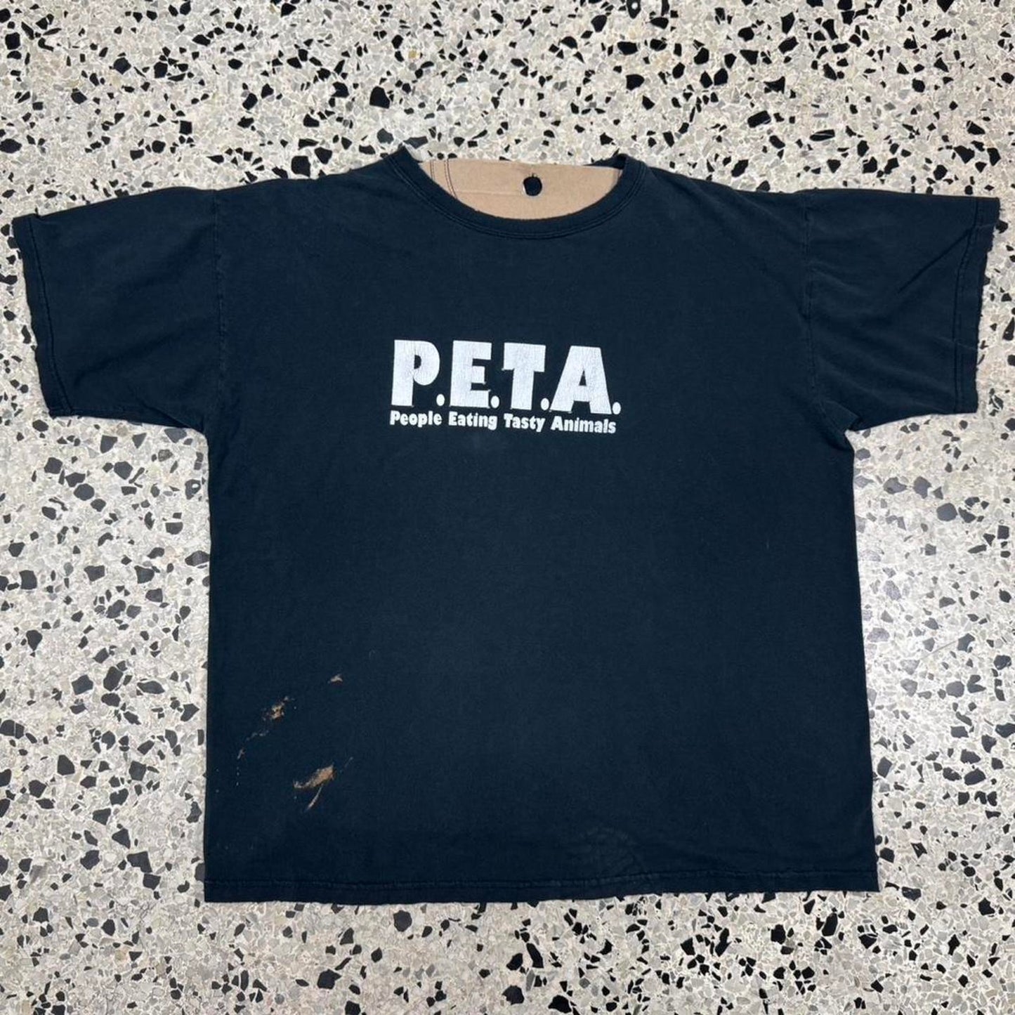 VINTAGE Y2K THRASHED PETA ACRONYM PARODY TEE: