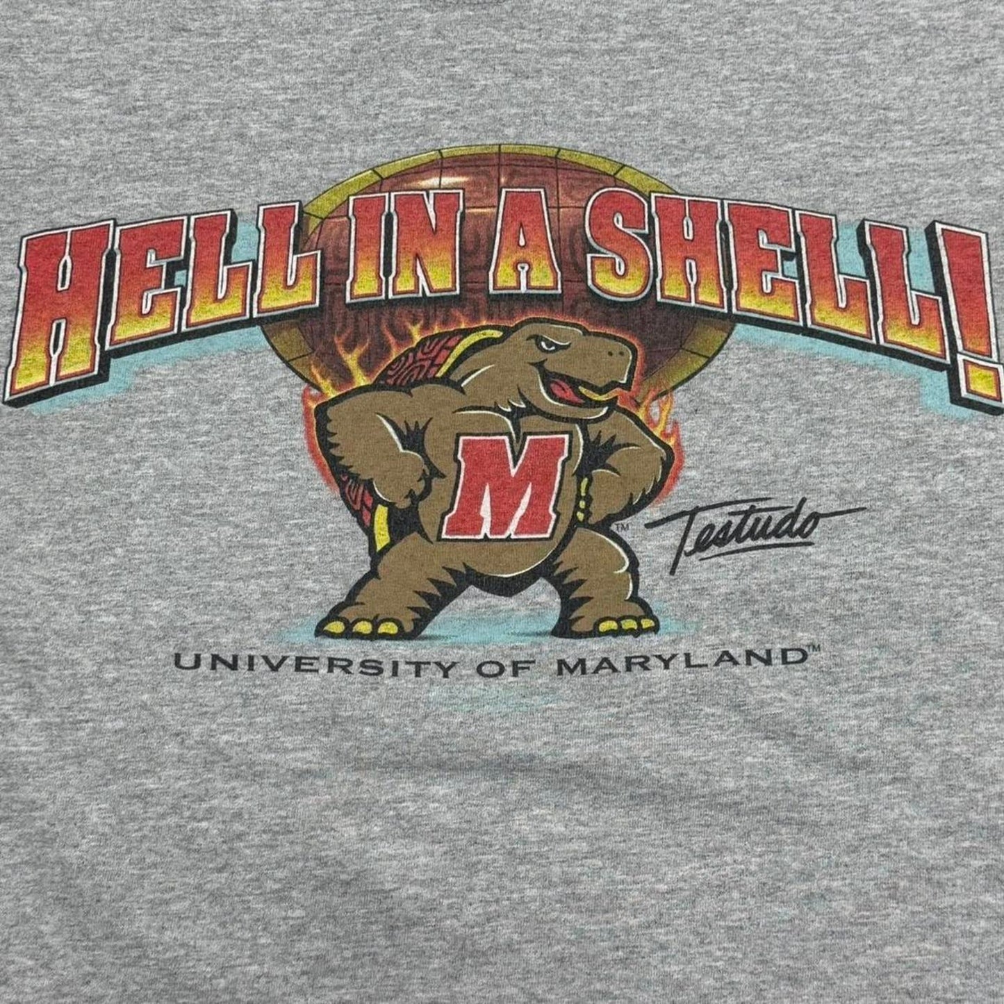 VINTAGE Y2K UNIVERSITY OF MARYLAND HELL IN A SHELL TUSTEDO THE TERRAPIN TEE: