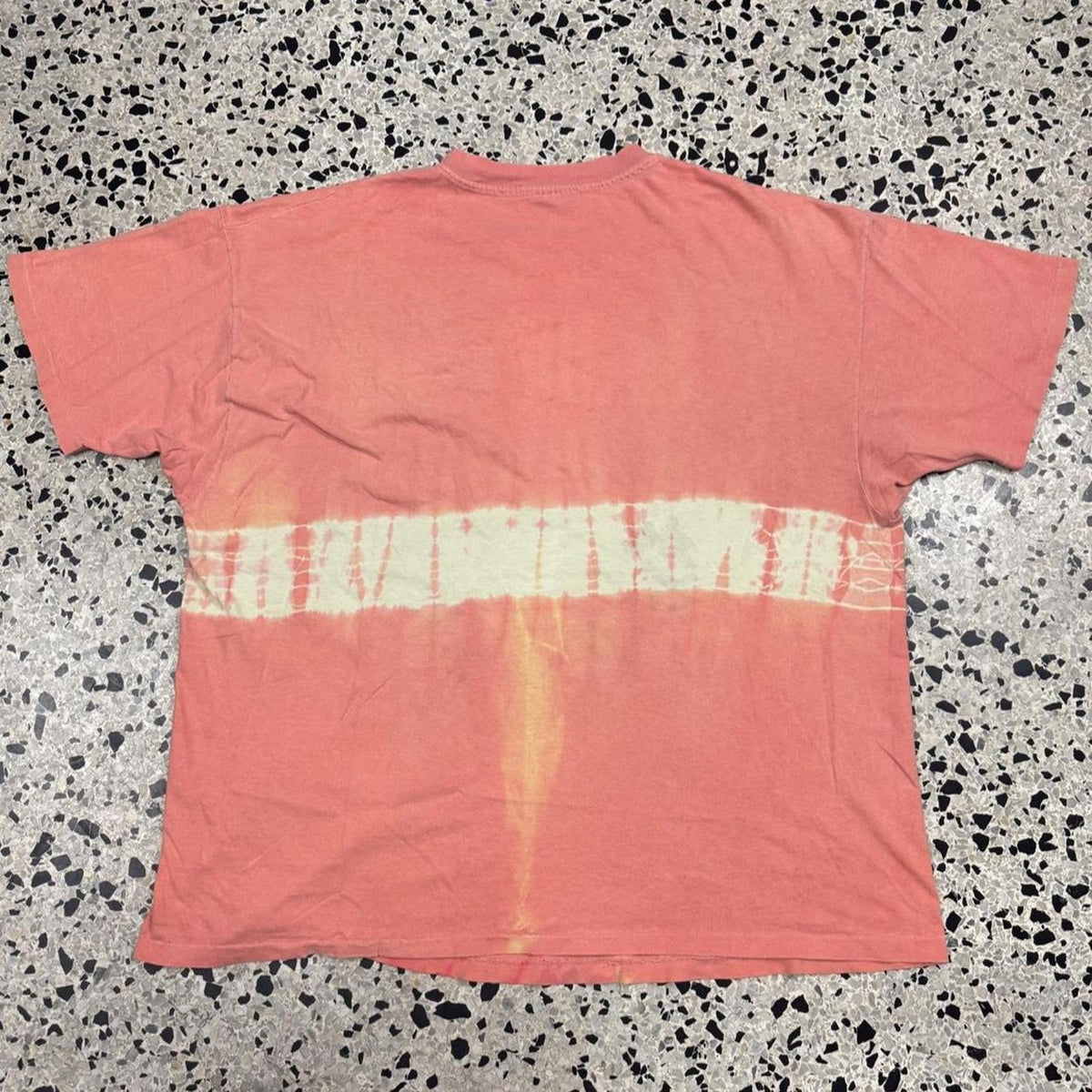 VINTAGE 80S 90S SINGLE STITCH XXL ORANGE & YELLOW TIE DYE TEE: