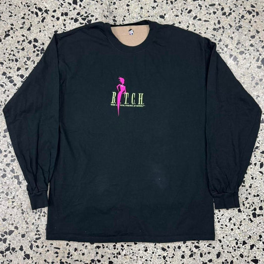 VINTAGE Y2K BITCH: BABE IN TOTAL CONTROL OF HERSELF LONGSLEEVE TEE: