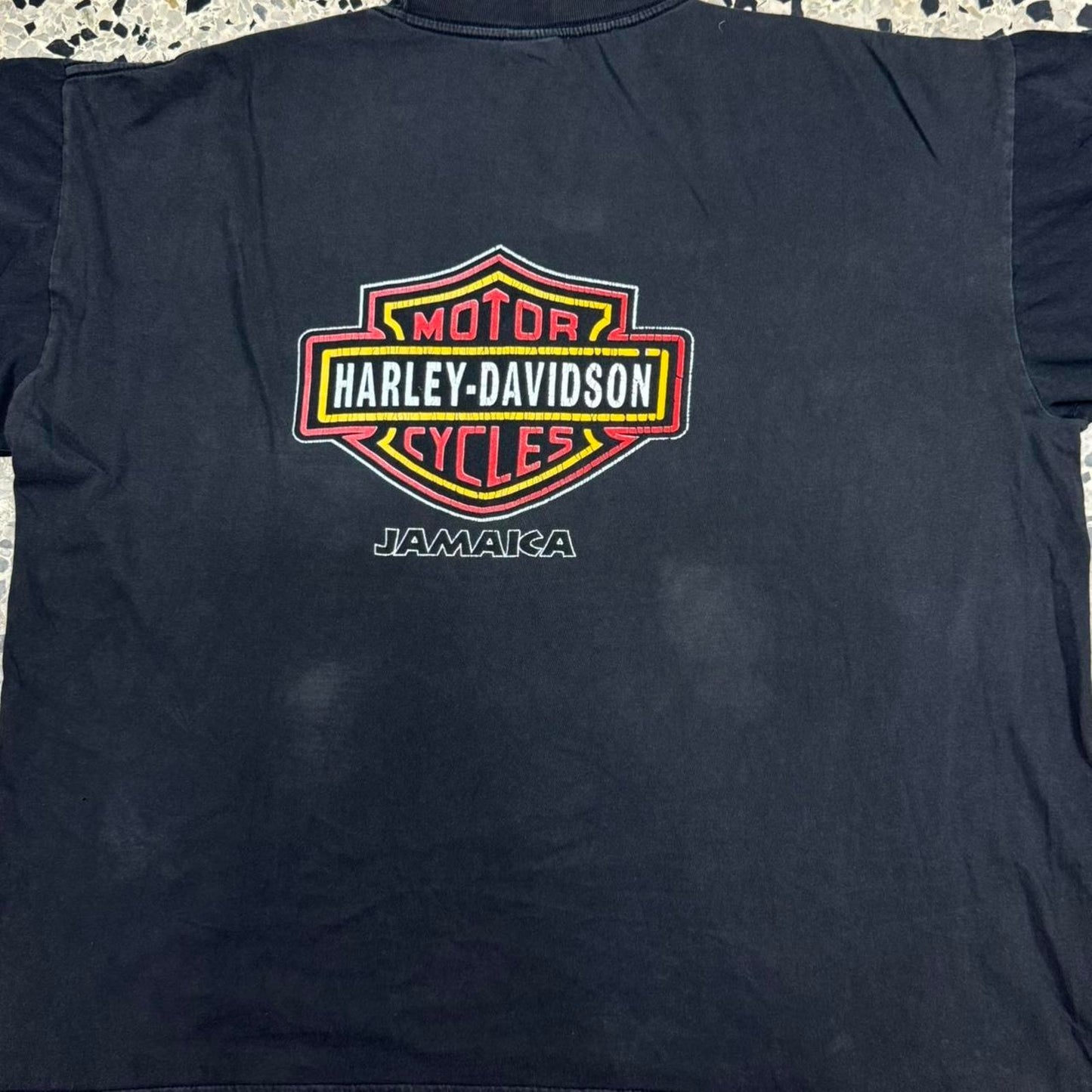 VINTAGE Y2K HARLEY DAVIDSON JAMAICA EAGLE EMBLEM TEE: