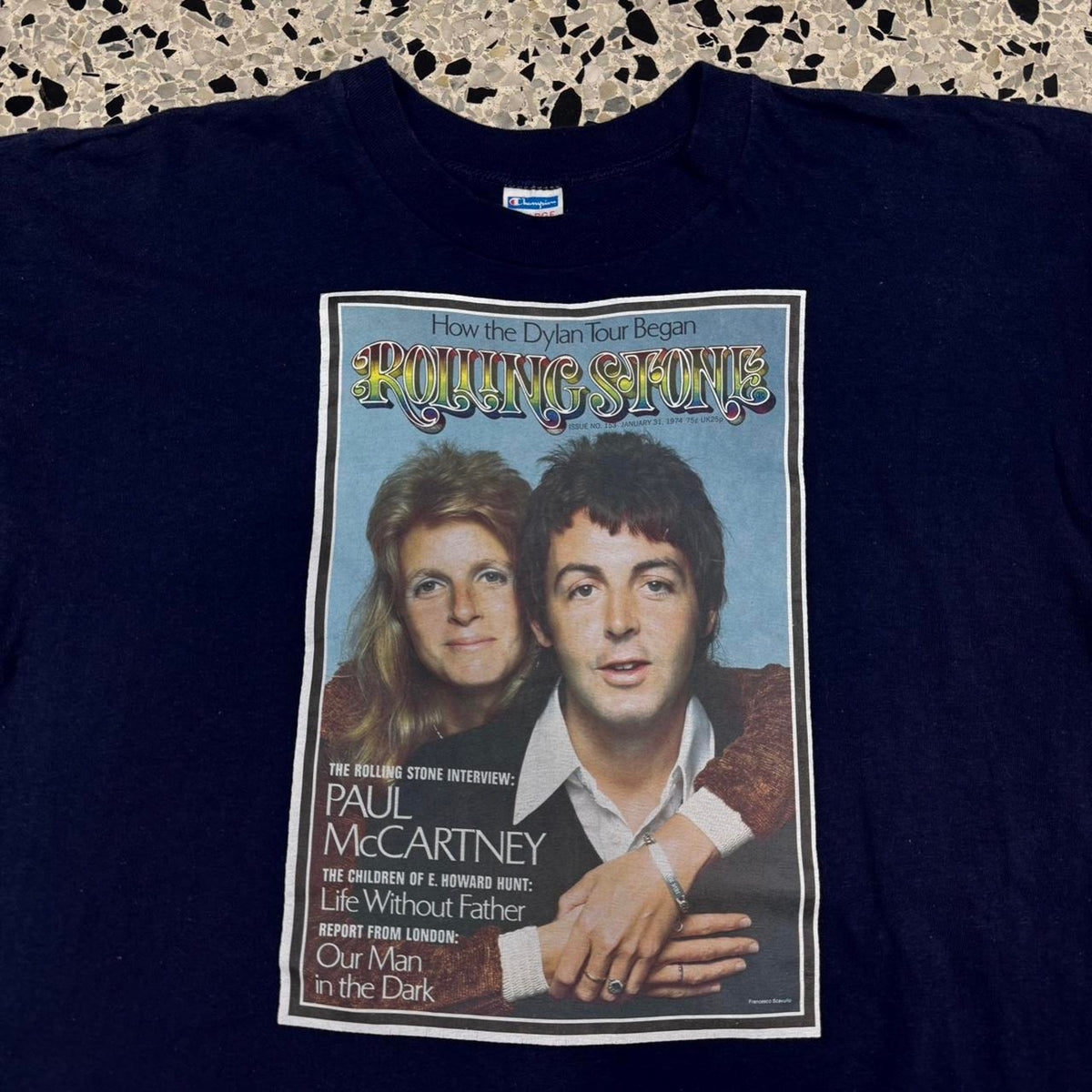 VINTAGE 80S 90S SINGLE STITCH ROLLING STONE PAUL MCCARTNEY MAGAZINE COVER CHAMPION TEE: