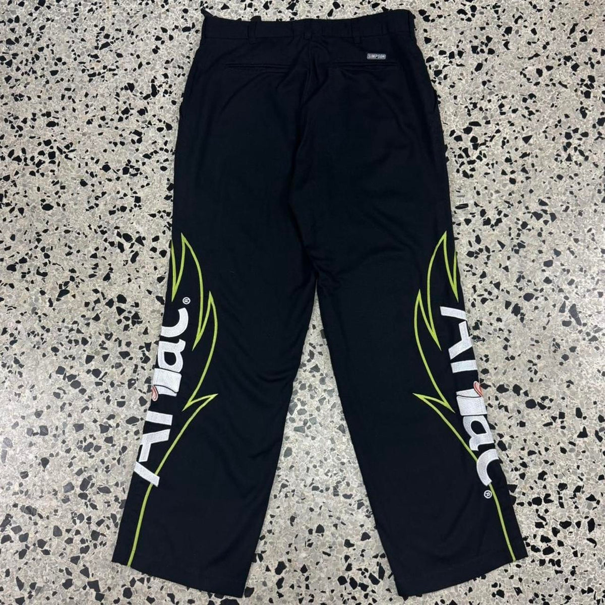 VINTAGE 90S Y2K NASCAR AFLAC RACING EMBROIDERED SIMPSON CASUAL PANTS: