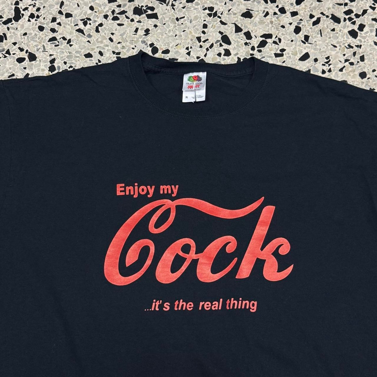 VINTAGE Y2K ENJOY MY COCK ITS THE REAL THING COKE PARODY TEE:
