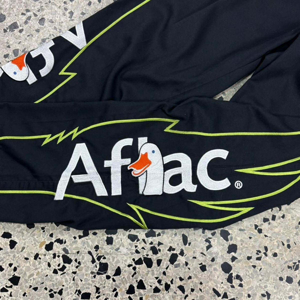 VINTAGE 90S Y2K NASCAR AFLAC RACING EMBROIDERED SIMPSON CASUAL PANTS: