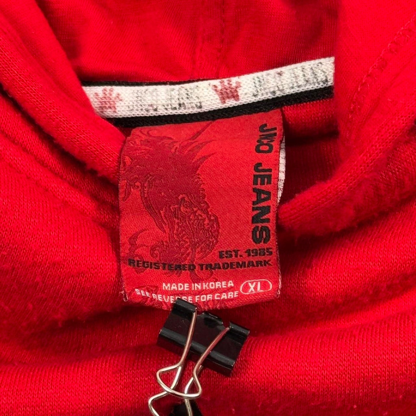 VINTAGE 90S Y2K JNCO JEANS CROWN REFLECTIVE RED HOODIE:
