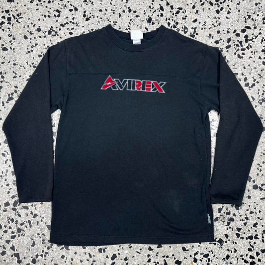 VINTAGE Y2K AVIREX LOGO THERMAL L/S TEE: