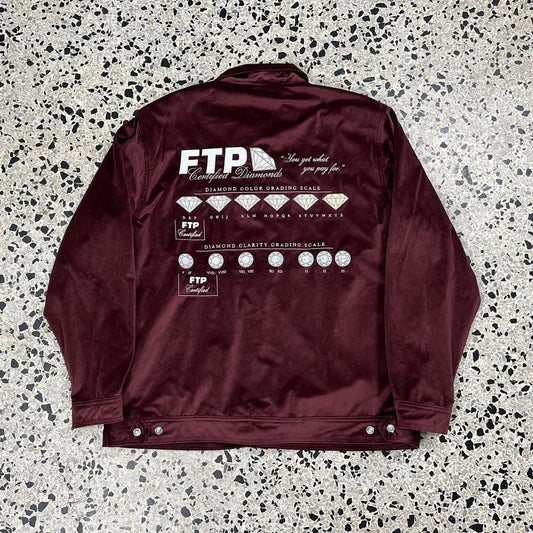 BNWT FTP MAROON CERTIFIED DIAMONDS COACH JACKET: