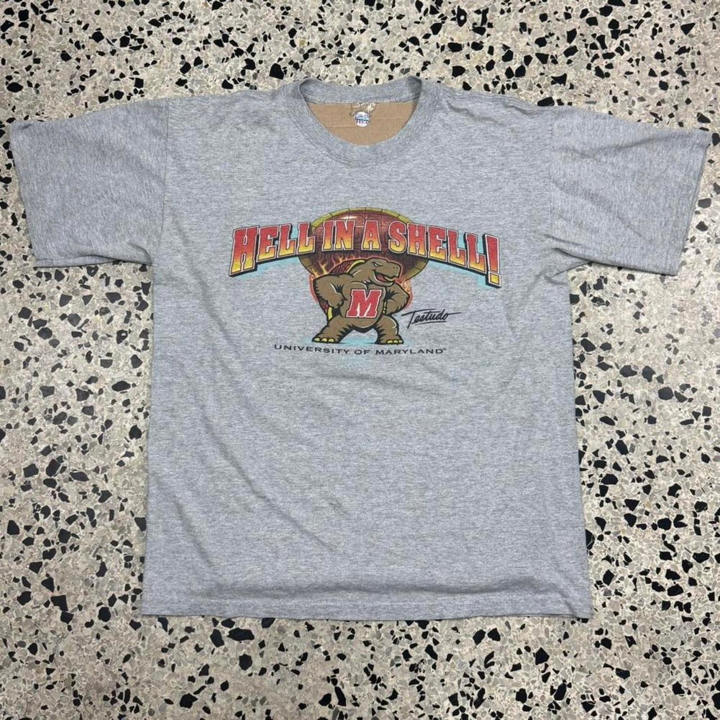 VINTAGE Y2K UNIVERSITY OF MARYLAND HELL IN A SHELL TUSTEDO THE TERRAPIN TEE: