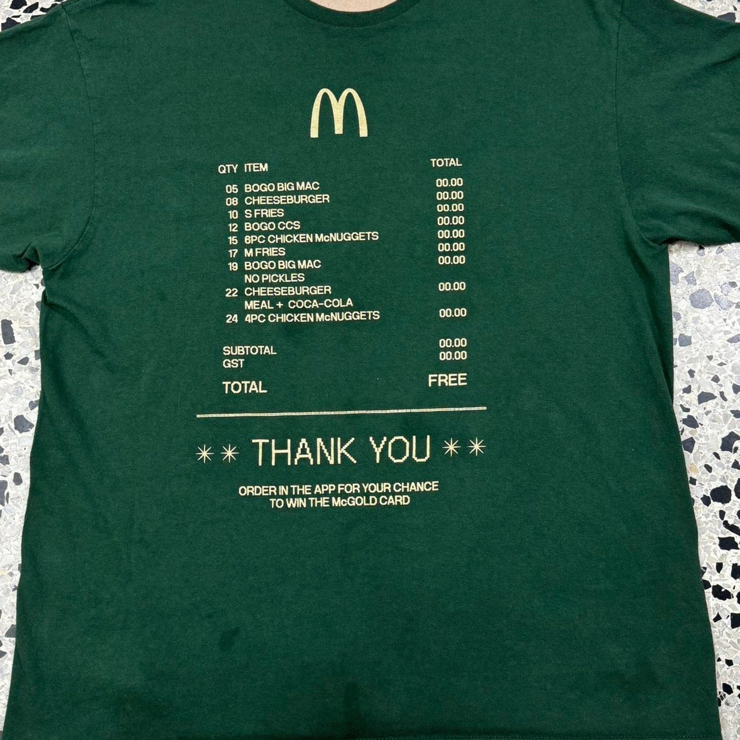 VINTAGE Y2K MCDONALDS FREE PROMO RECEIPT TEE: