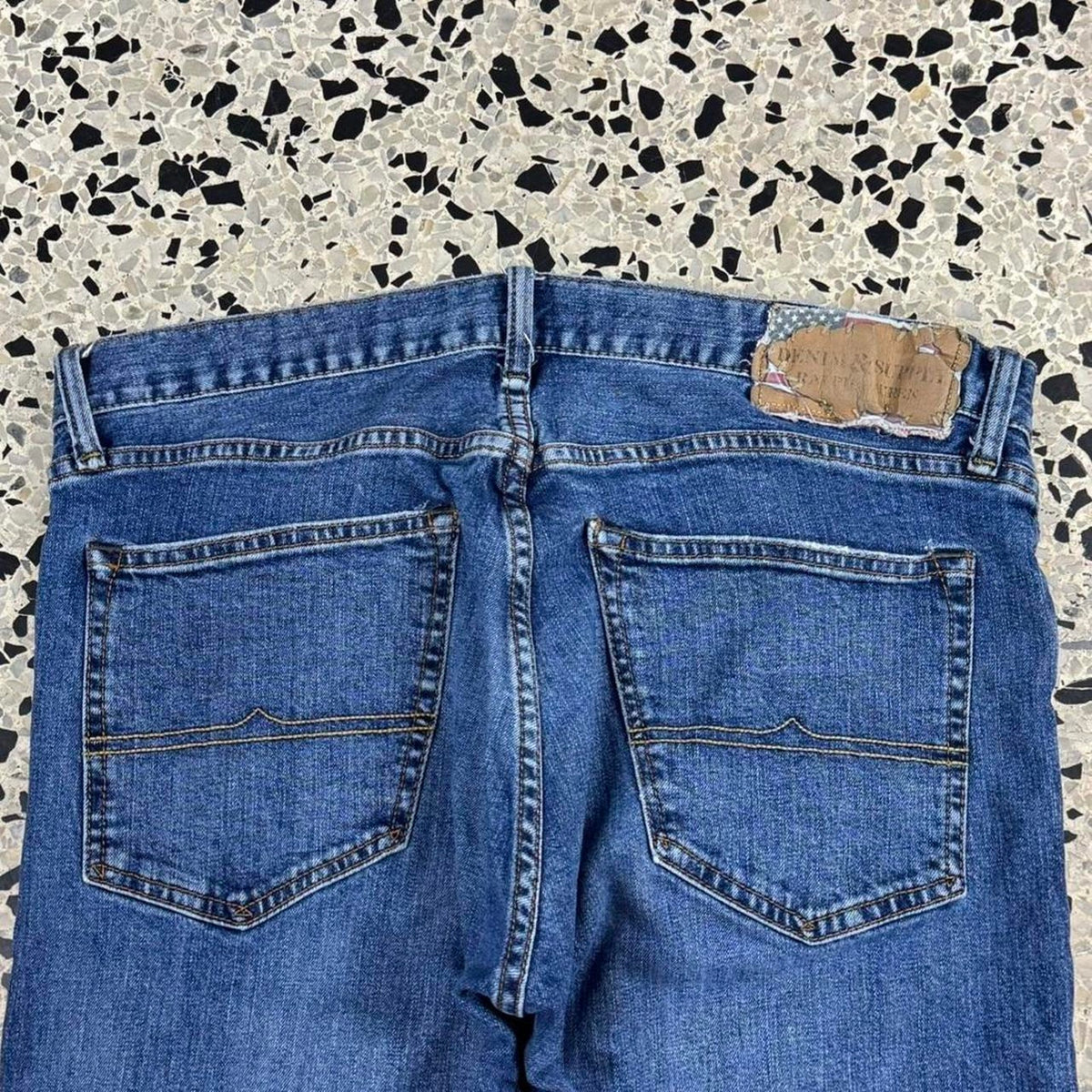 VINTAGE Y2K RALPH LAUREN DENIM & SUPPLY AMERICAN FLAG STRAIGHT DENIM JEANS: