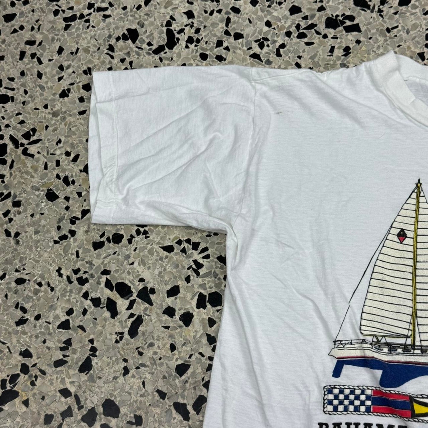VINTAGE 90S SINGLE STITCH BAHAMAS NAUTICAL TOURIST TEE: