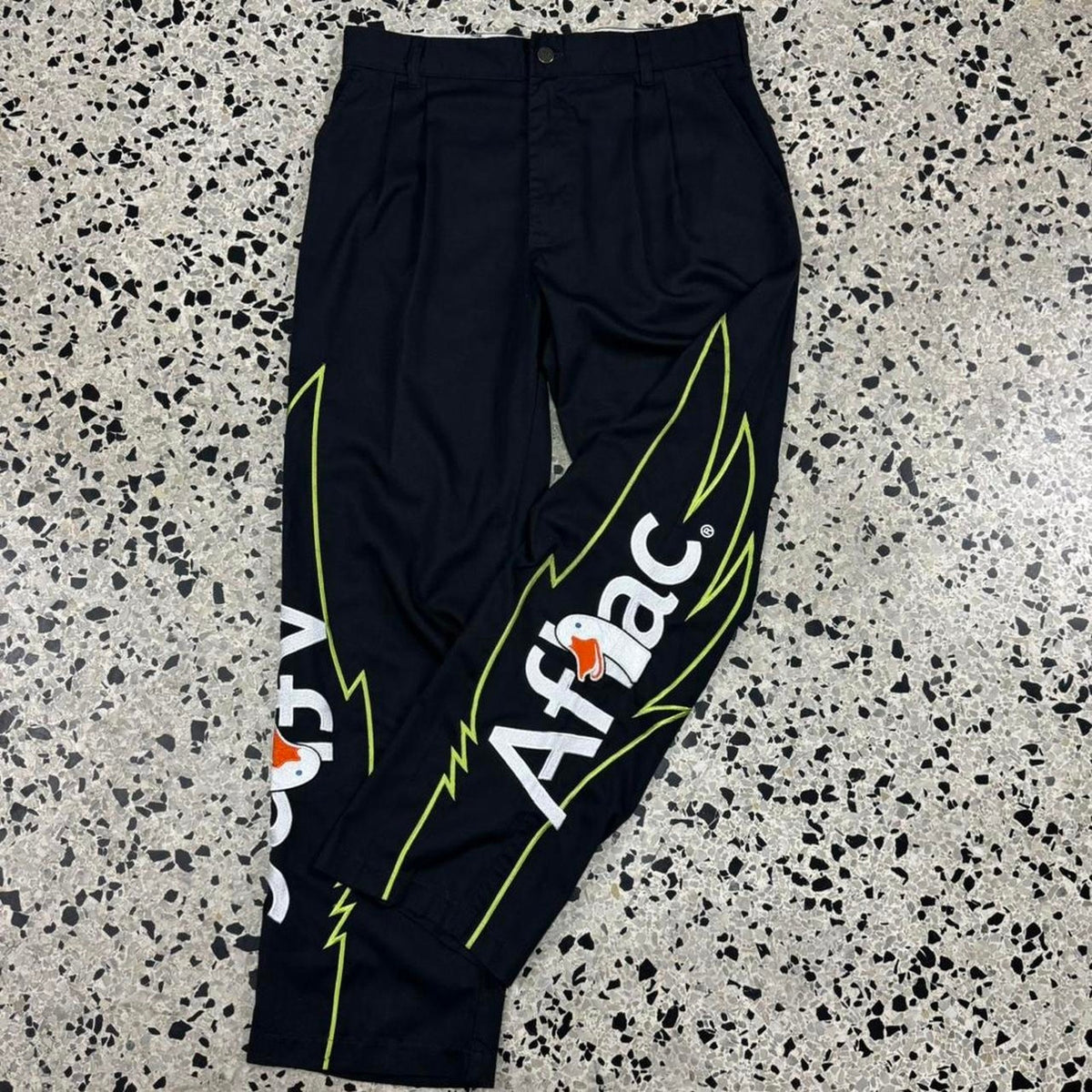 VINTAGE 90S Y2K NASCAR AFLAC RACING EMBROIDERED SIMPSON CASUAL PANTS: