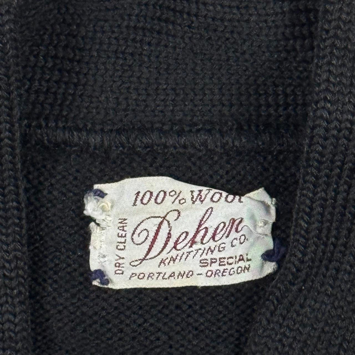 VINTAGE 50S 60S TRUE VTG DEHEN KNITTING CO. 100% WOOL KNIT CARDIGAN:
