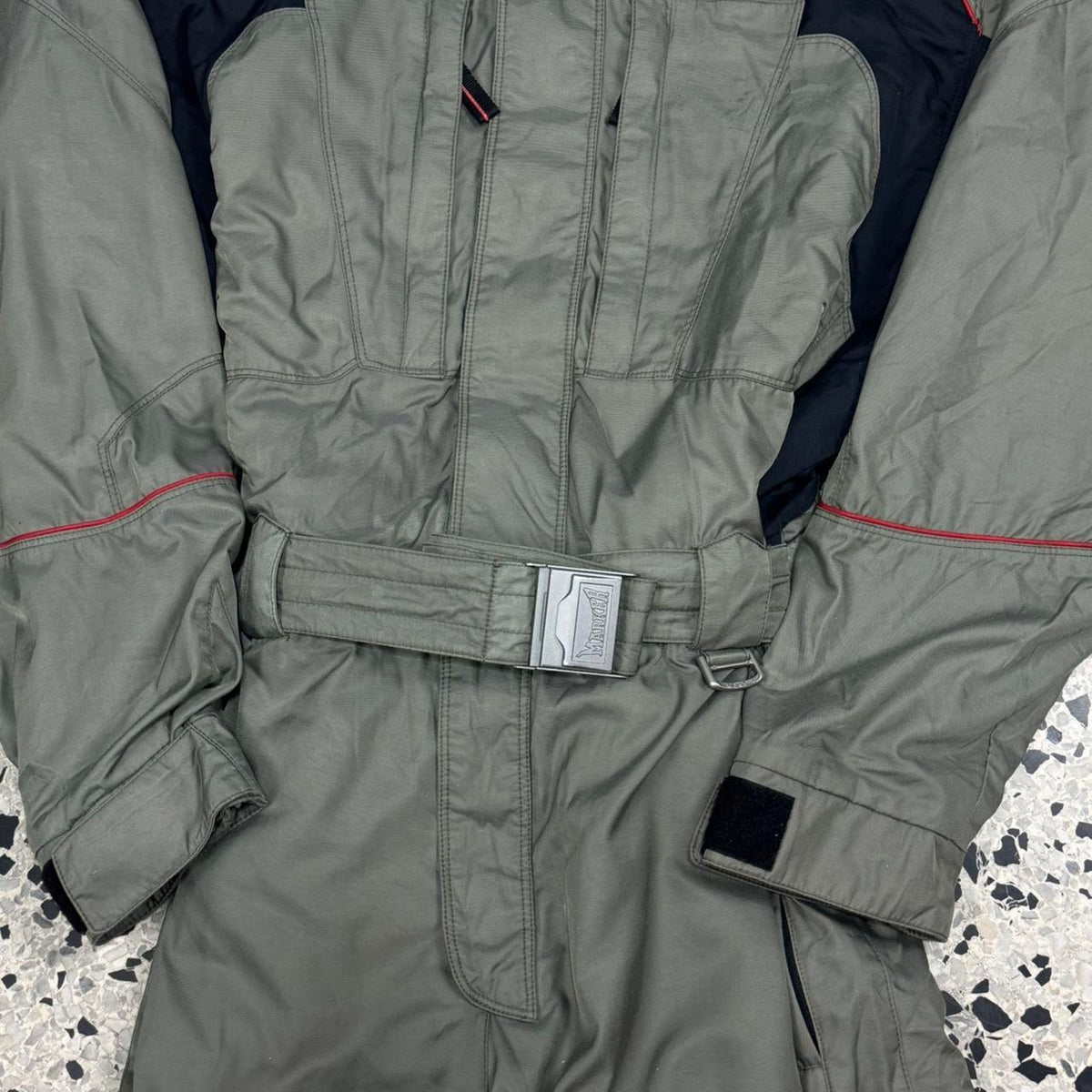 VINTAGE MARKER FULL ZIP COVERALL OLIVE GREEN SNOWBOARD SKI SUIT: