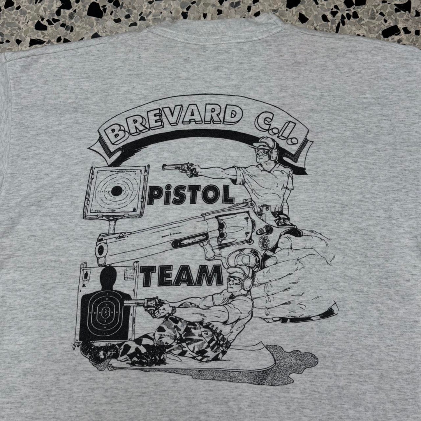 VINTAGE Y2K BREVARD C.I. PISTOL TEAM TARGET PRACTICE TEE: