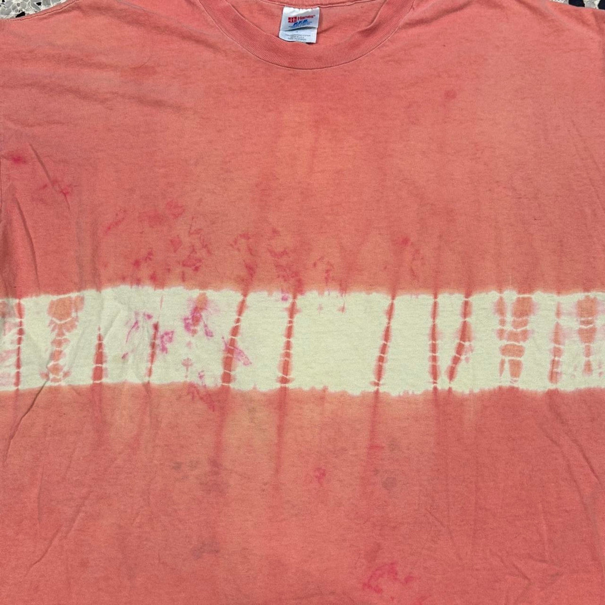 VINTAGE 80S 90S SINGLE STITCH XXL ORANGE & YELLOW TIE DYE TEE: