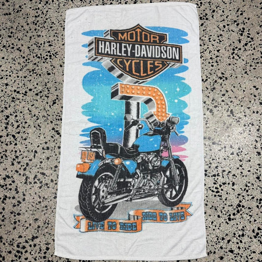 VINTAGE 90S HARLEY DAVIDSON LIVE TO RIDE/ RIDE TO LIVE BEACH TOWEL: