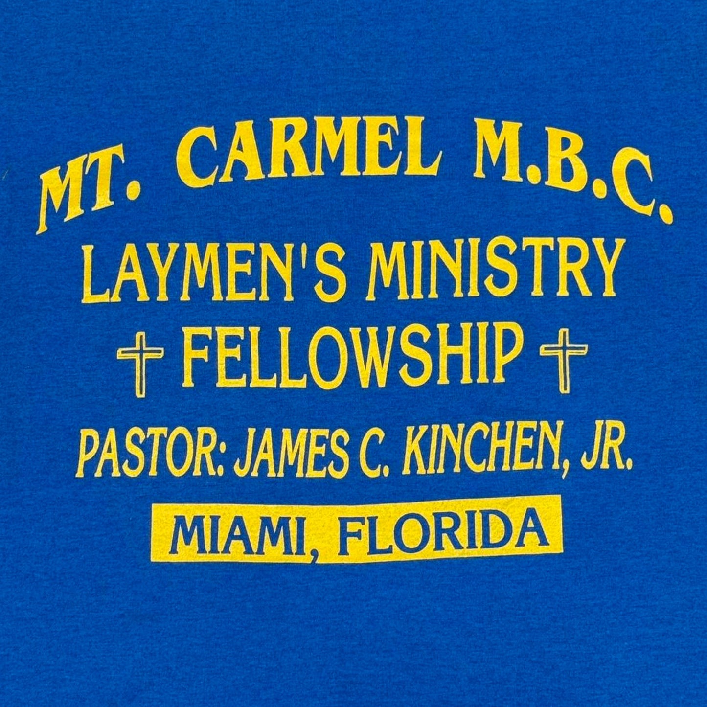 VINTAGE 90S SINGLE STITCH MT. CARMEL M.B.C. FELLOWSHIP RELIGIOUS TEE: