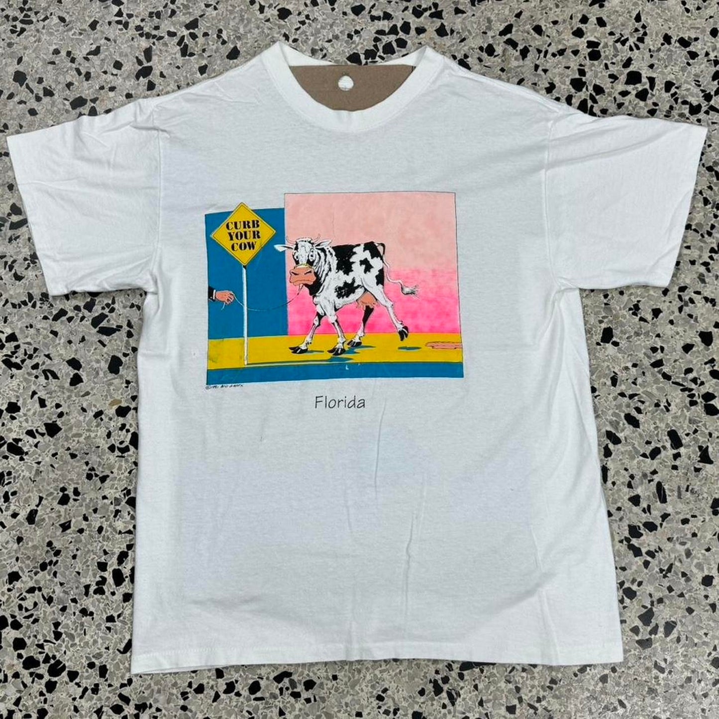 VINTAGE 90S SINGLE STITCH CURB YOUR COW FLORIDA TEE: