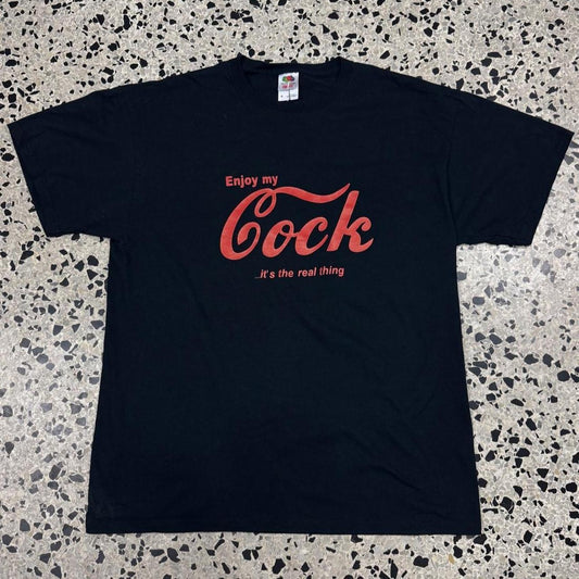 VINTAGE Y2K ENJOY MY COCK ITS THE REAL THING COKE PARODY TEE: