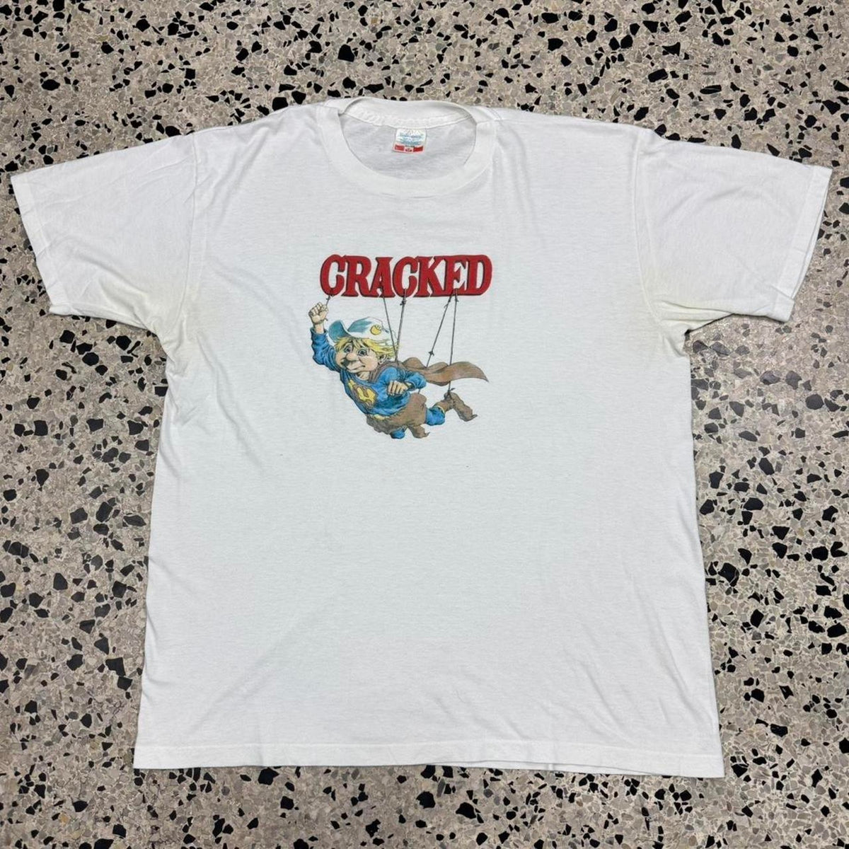 VINTAGE 90S SINGLE STITCH CRACKED MAGAZINE SUPERMAN PARODY PROMO TEE: