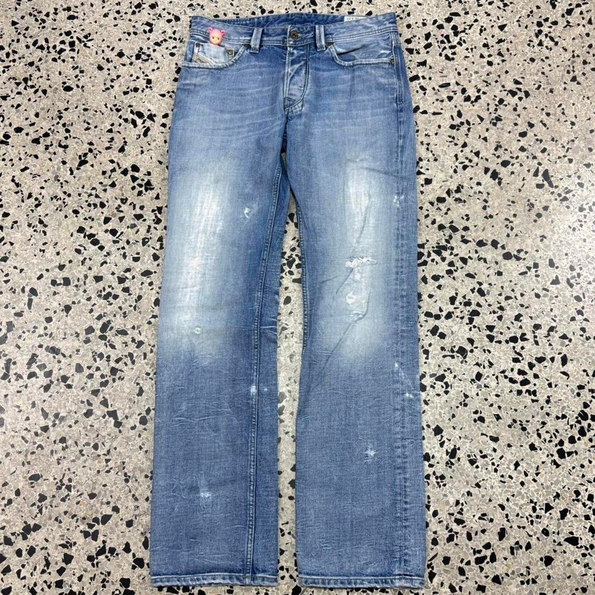 VINTAGE Y2K THRASHED DIESEL INDUSTRY LARKEE DENIM JEANS: