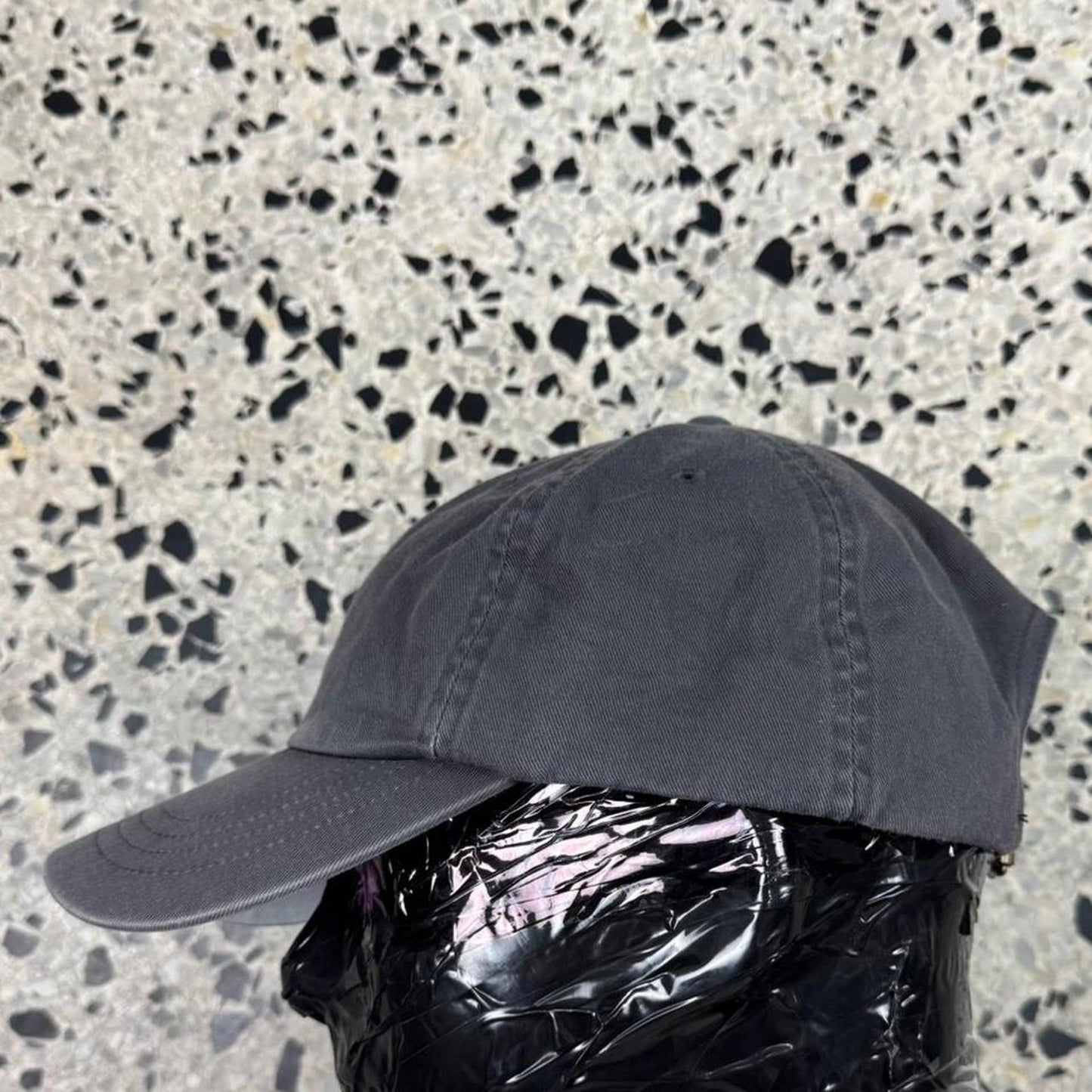 VINTAGE Y2K POLO BY RALPH LAUREN FADED BLACK STRAPBACK W/ LEATHER STRAP: