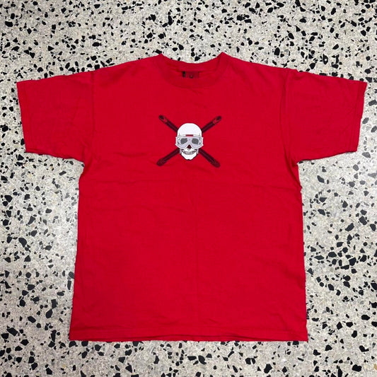 VINTAGE Y2K SPYDER SNOWSPORTS APPAREL SKULL & SKIS TEE: