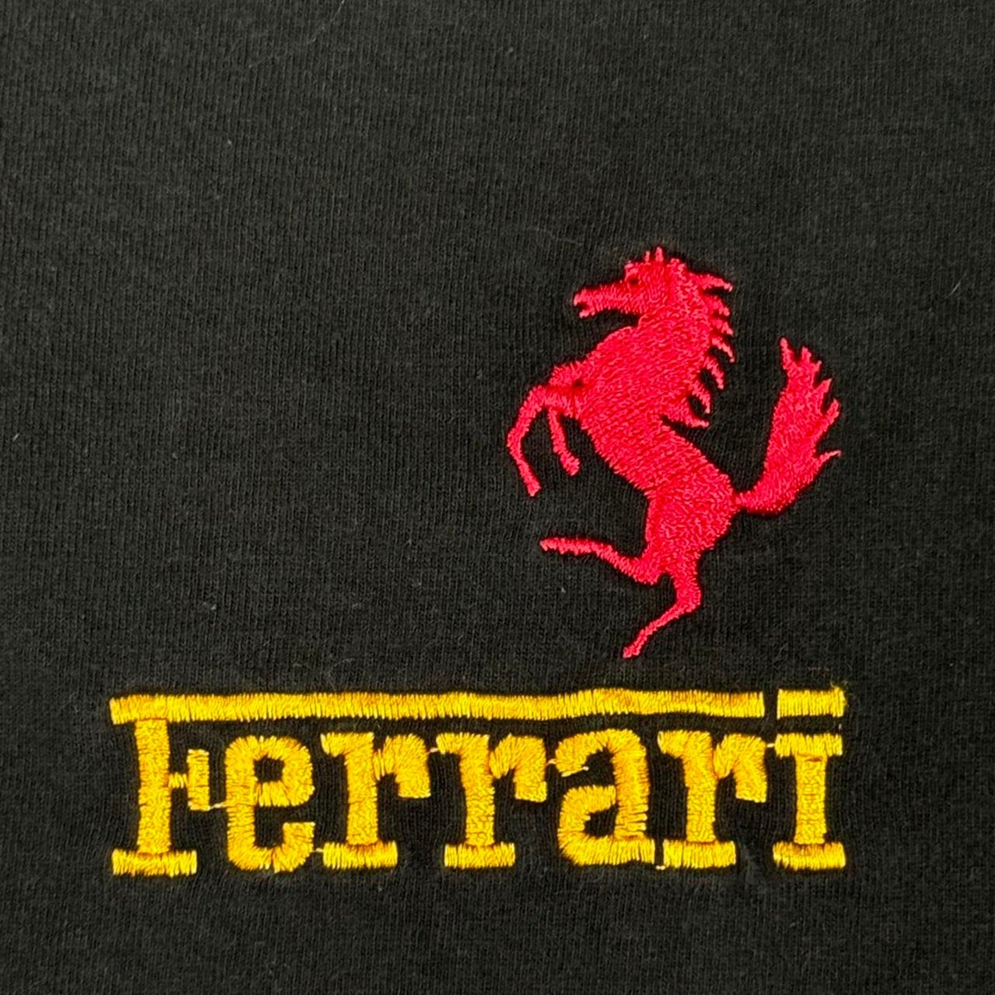 VINTAGE 90S SINGLE STITCH FERRARI EMBROIDERED LOGO TEE: