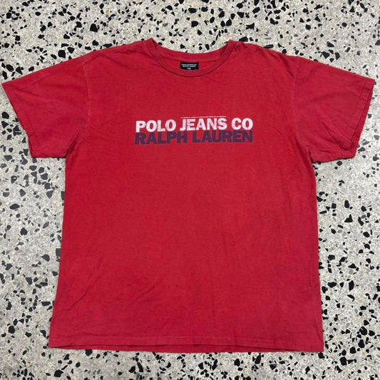 VINTAGE 90S Y2K POLO JEANS CO. RALPH LAUREN SPELL OUT LOGO TEE: