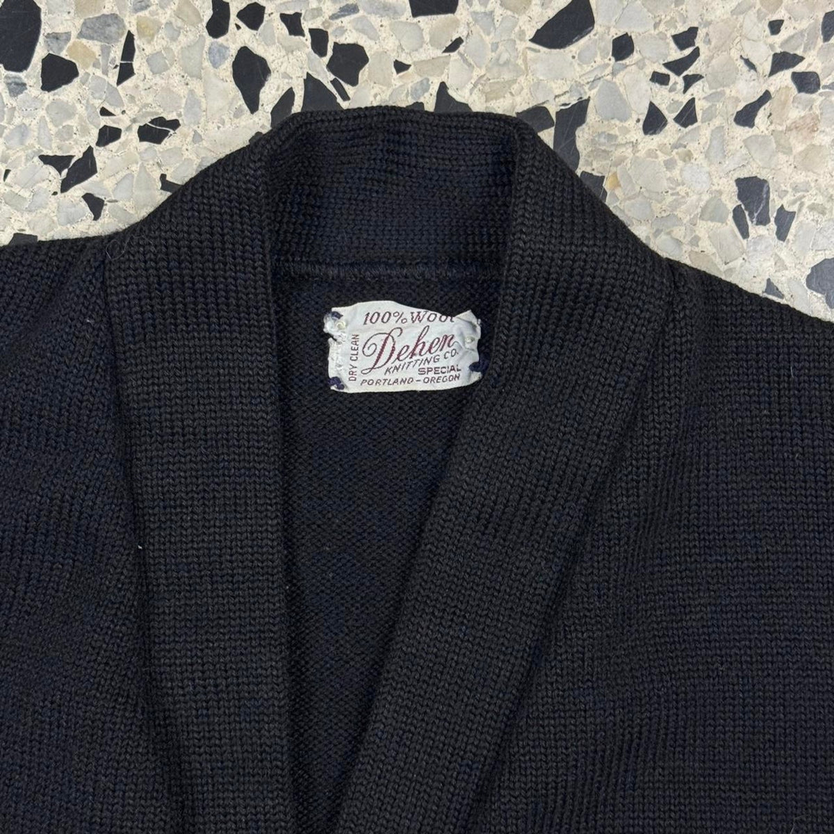 VINTAGE 50S 60S TRUE VTG DEHEN KNITTING CO. 100% WOOL KNIT CARDIGAN: