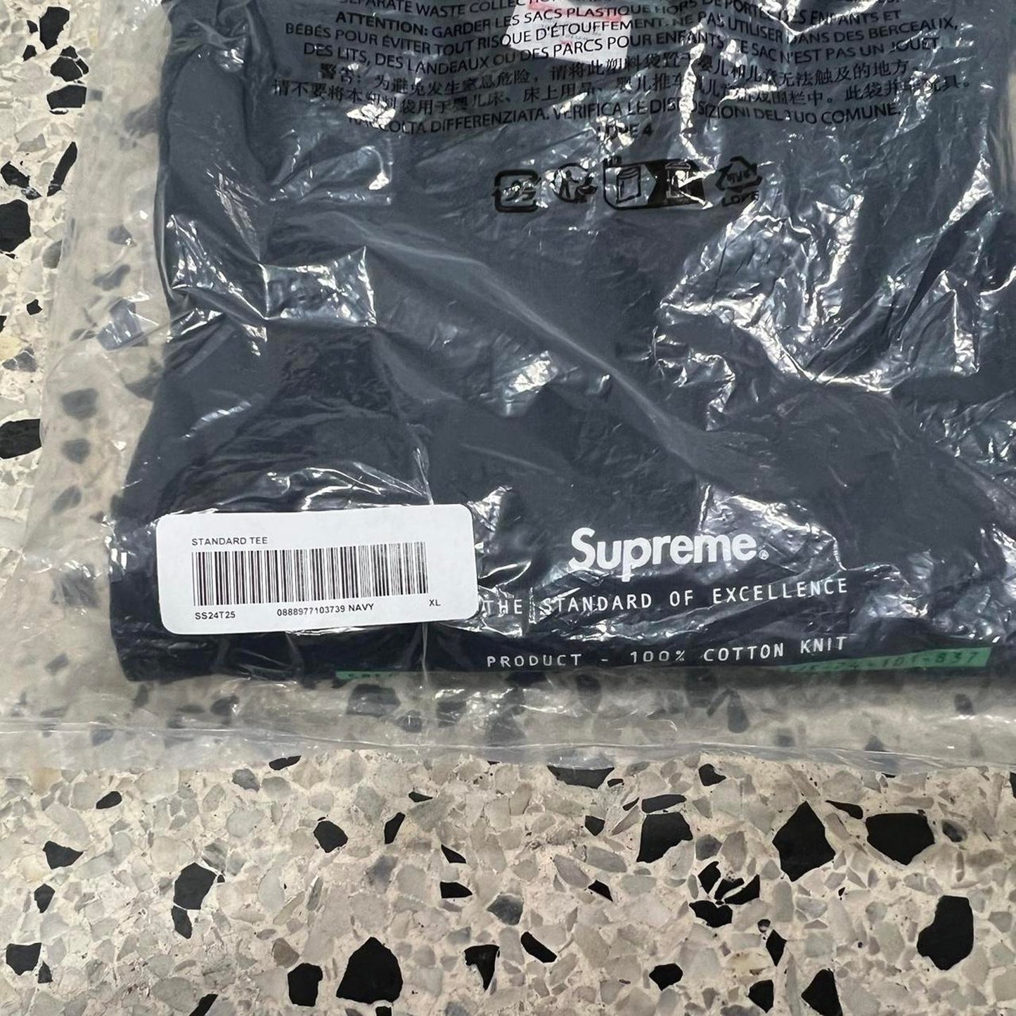 SUPREME SS 24 NAVY STANDARD TEE: