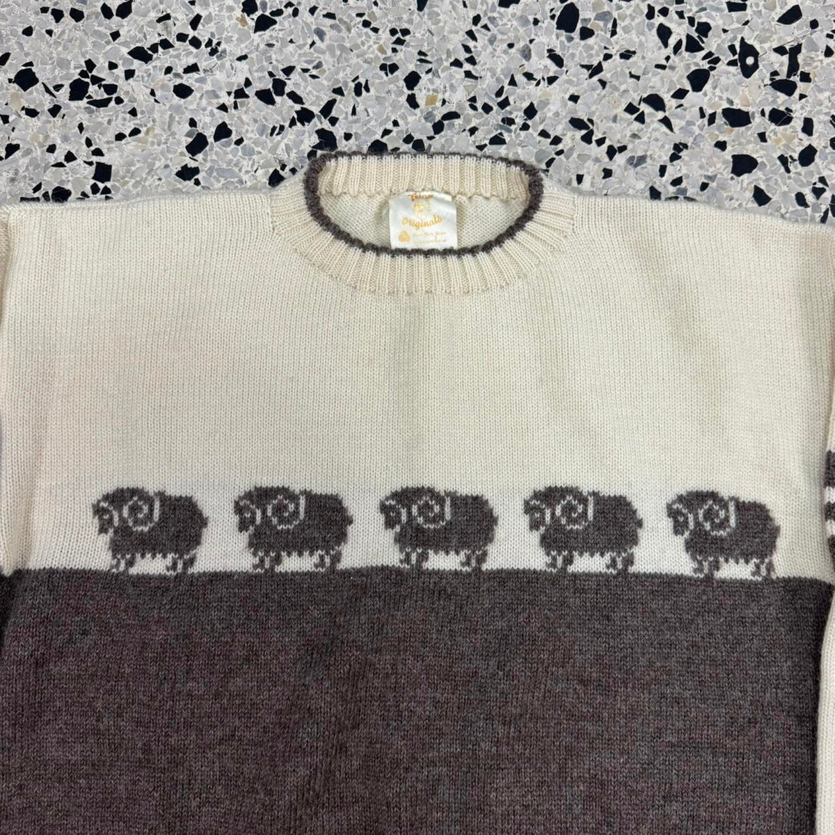 VINTAGE TRIAN ORIGINALS PURE NEW WOOL COUNTING SHEEP SWEATER: